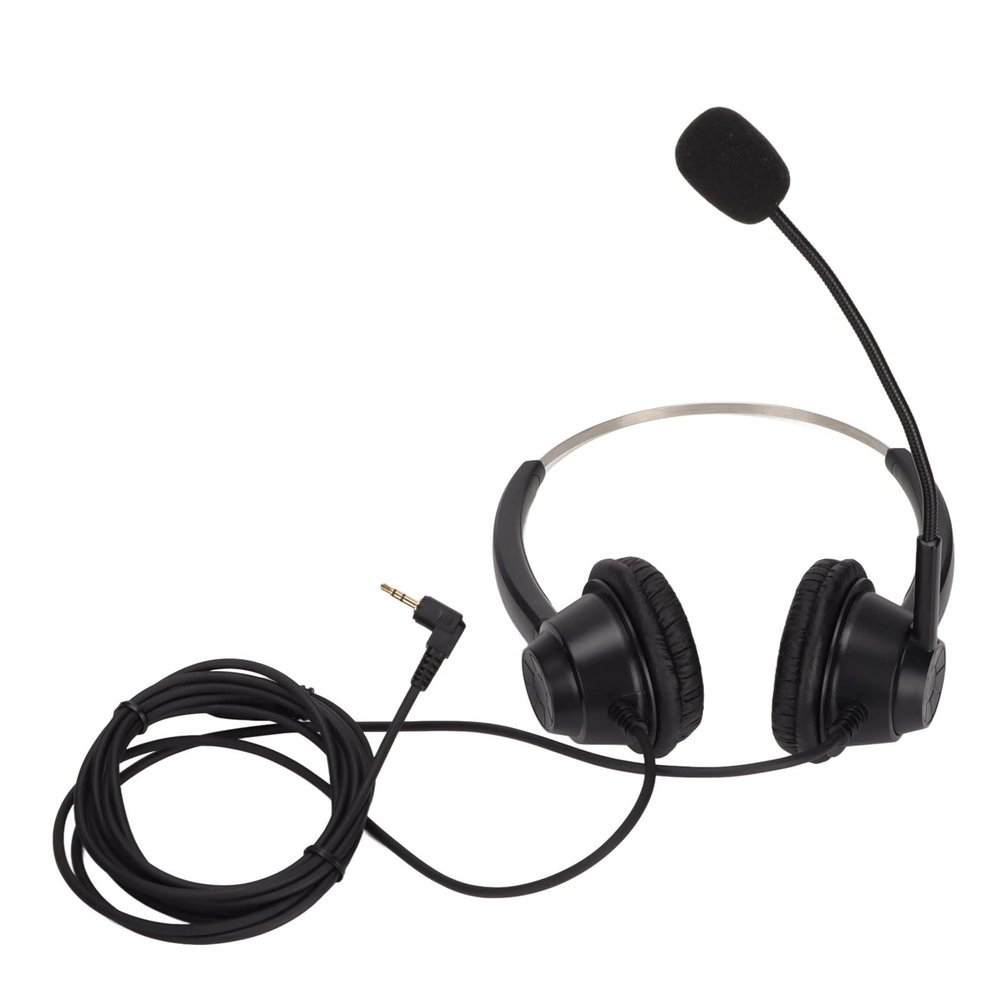 ChiweiJ H360D 2.5 Telephone Headset, Binaural Call Center Headphones with HD Noise Canceling Mic, 2.5mm Plug for Office Customer Service Teleconferencing PC Computer, Lightweight Comfortab