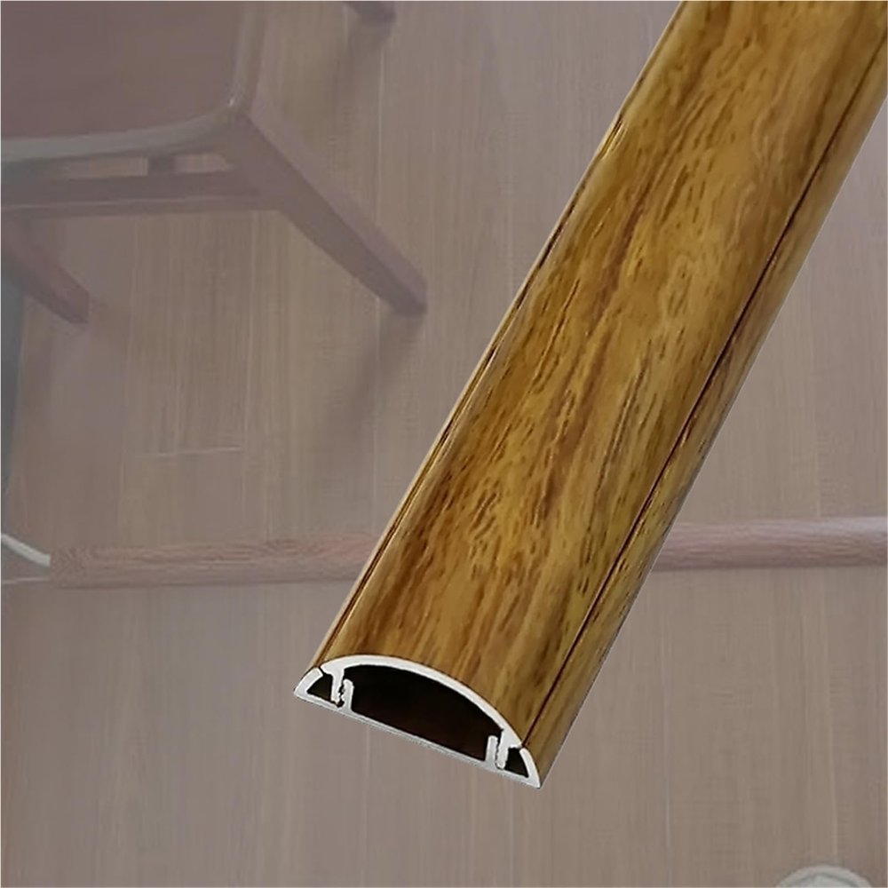 12 24 36 48 60 72 79 in Long Aluminum Alloy Wire Guard Raceway, Wood Grain Wire Guard Surface Cord Cover, Paintable Floor Cable Protector(B-1 pc,L x Outer Width 24in x 1.2in)