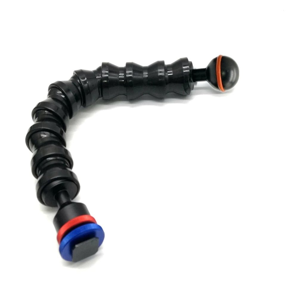 Compatible for Underwater Camera Housing with Hot Shoe & Ball-End Flexible Arms, 12-Inch Waterproof Case for Diving and Snorkeling