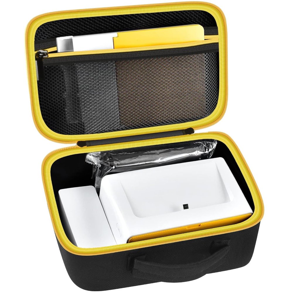 Case Compatible with Kodak Dock Plus for Liene M100 for Kodak Dock Premium Wi-Fi 4x6 Instant Photo Printer. Bluetooth Photo Printing Holder for Adapter, Cartridge(Black & Yellow Zipper)