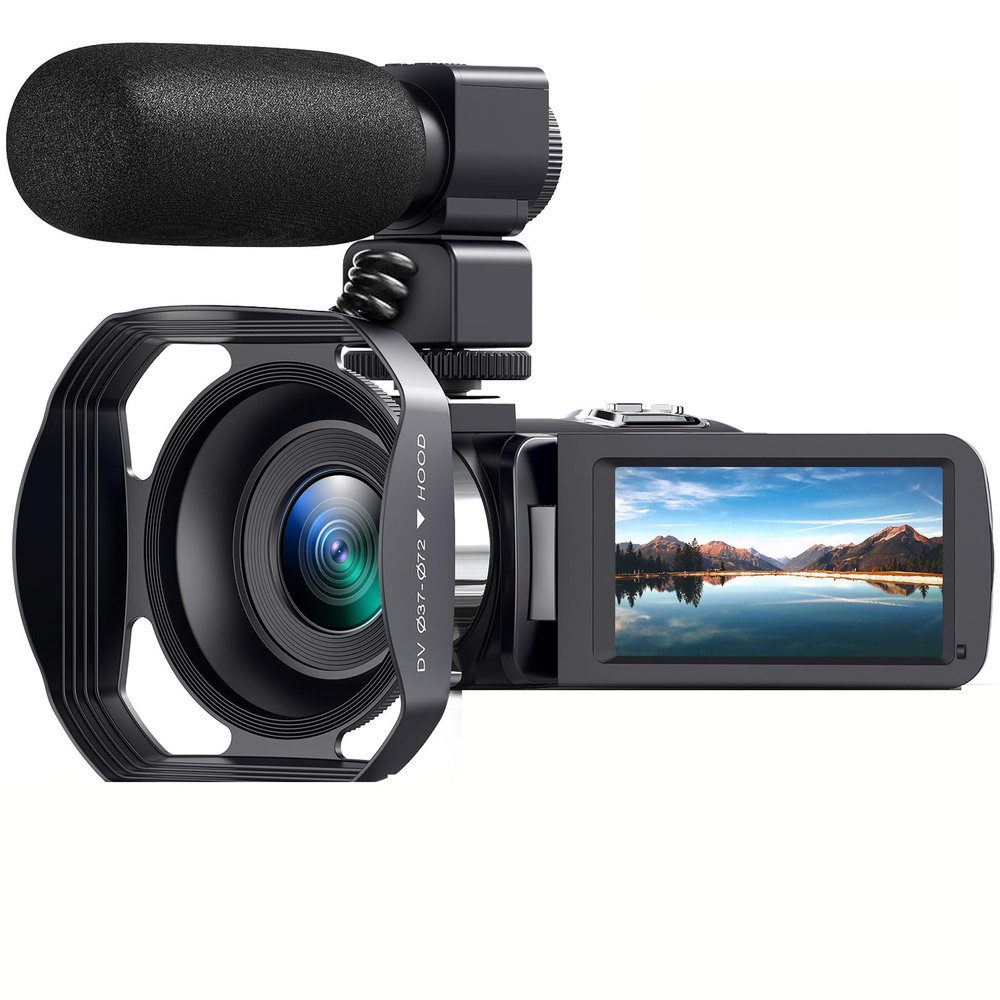 5K 64MP WiFi Camcorder with Night Vision, 18X Zoom & 3.0" Touch Screen - 32GB SD Card Bundle, Remote Control, Microphone Included - Vlogging Camera for YouTube, Outdoor Recording, Compatible with PC