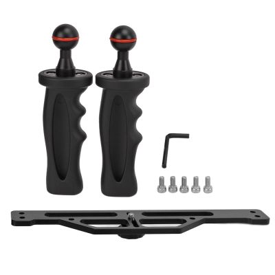 Dual Handle Aluminum Camera Stabilizer Rig Tray, Black, 553g - Lightweight Aviation Alloy, Ergonomic Design, Underwater Use for SLR and Sports Cameras