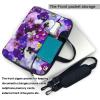 Purple Flower Print Laptop Sleeve Case Computer Bag With Handle Compatible Carrying Bag With 13-15.6 Inch view 3