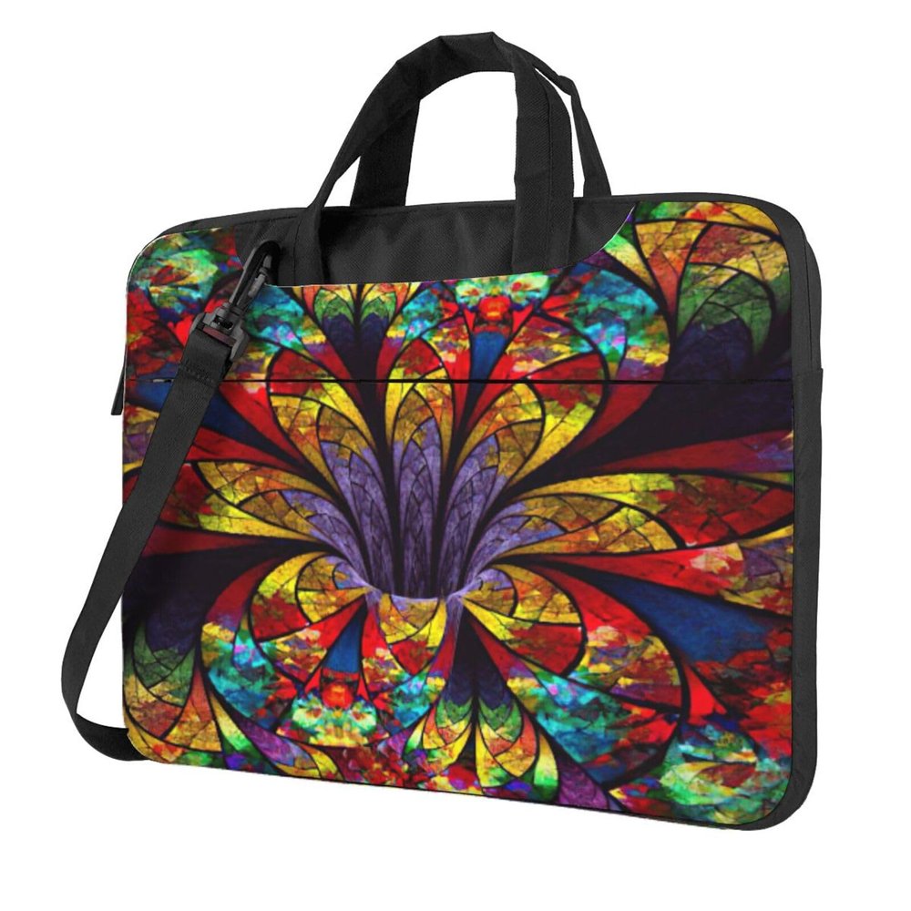 Flower Stained Glass Print Laptop Sleeve Case Computer Bag With Handle Compatible Carrying Bag With 13-15.6 Inch