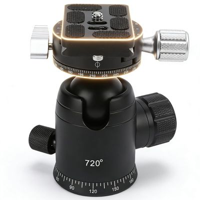 720 Panoramic Ball Head Tripod, Aluminum Alloy, Quick Installation, 10kg Load Capacity - Rotation, Calibration Values, Ideal for Photography and Video