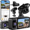 3 Channel Dash Cam, Ultra HD 4K+1080P+1080P & 170+150+150 Wide-Angle Dash Cam Front and Rear Inside, 64GB Card Included, G-Sensor, Loop Recording, 24H Parking Monitor, Night Vision, 5GHz WiFi view 1