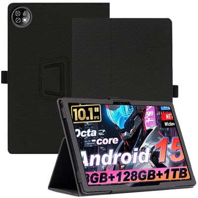 AIJAKO Tablet Case for Raemond K30 10 Inch Tablet, Premium PU Leather Folio Folding Stand Protective Case Cover with Hand Strap Magnet for Raemond K30, Black