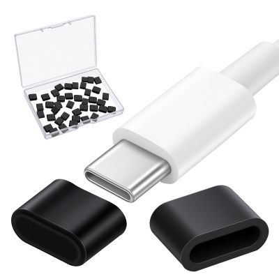 40 PCS Silicone USB C Charging Cable Cover, Black Cable Port Cover Fit All Type-C Charging Cables, Anti-Dust USB-C Ports Covers for All Type-C Ports Devices
