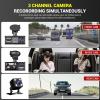 1080P Dash Camera for Car,3 Channel Front and Rear Inside Dashcam Car Video Recorder,170Wide Angle Vehicle Cam with 32G Card,G-Sensor,2 IPS Screen,Loop Recording (3 Channel Dash Cam Without Card) view 3