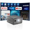 Boss S8A 4K Projector, 7000 Lumens, Android 12, 3GB RAM 128GB Storage, Actual 3D, WiFi & Bluetooth, Home Theater Projector with Free 60" Screen & Mount, Netflix/Prime/YouTube Compatible view 1