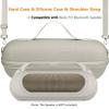 RAWECUD Protective Case for Beats Pill Speaker, Silicone Cover and Hard Carrying Case for Beats Pill Bluetooth Speaker Accessories with Shoulder Strap (Light Gray) view 2