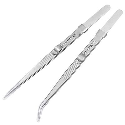EWUROI Stainless Steel Tweezers Adjustable Slide Lock Antistatic Jewelry Making Tool Repair Tools