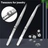 EWUROI Stainless Steel Tweezers Adjustable Slide Lock Antistatic Jewelry Making Tool Repair Tools view 2