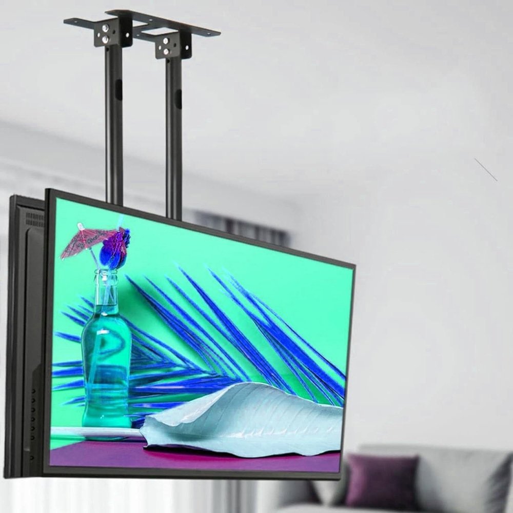Ceiling TV Mount Bracket - TV Wall Mount, for 60-100 Inch Double Lever Height Adjustment TV Lift, with Loading 60kg/132 Lbs Hidden Cable Hanging Roof Bracket, Easy to Install