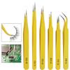 EWUROI 6PCS /Set Stainless Steel Tweezers Set for Electronics Phone Repairing Tool Eyebrow/Eyelash view 2