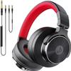 Rumoon Wired Over Ear Headphones, Studio Monitor & Mixing DJ Headphones with 50mm Neodymium Drivers and 1/4 to 3.5mm Jack for Guitar Podcast AMP Piano Keyboard (Black-Red) view 1
