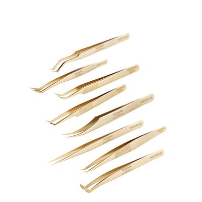 EWUROI Eyelash Extension Tweezers Gold Color