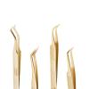 EWUROI Eyelash Extension Tweezers Gold Color view 4