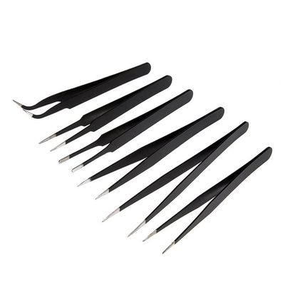 EWUROI Anti-Static Stainless Steel Tweezers Precision Maintenance Industrial Repair Curved Too Working