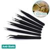 EWUROI Anti-Static Stainless Steel Tweezers Precision Maintenance Industrial Repair Curved Too Working view 4