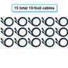 Twisted Veins 15-Pack of 10 ft HDMI Cables, Premium Braided Cord, High Speed with Ethernet, Supports HDMI 2.0b 4K 60hz HDR and ARC view 2