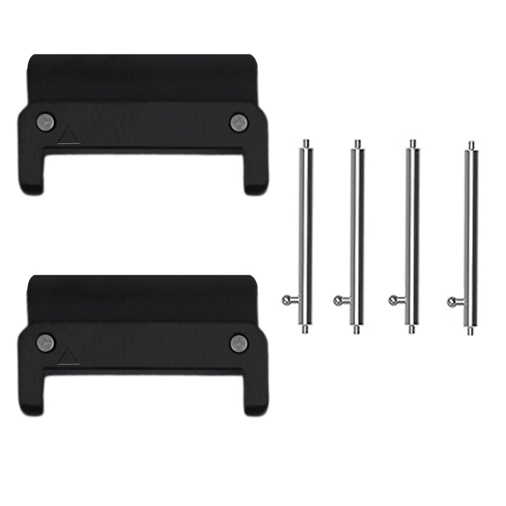 20mm, 22mm, 26mm QuickFit Adapter, Lamshaw Stainless steel Connector Kit Hardware Lugs of Replacment Strap Compatible with Garmin Fenix, Quatix, Tactix, Foretrex, Descent, Enduro, epix Pro Series Smartwatch (Black, 20mm QuickFit Adapter)