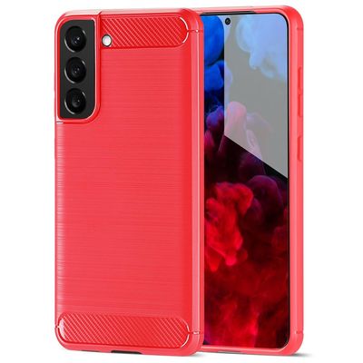 Shockproof Tpu Case For S21 Fe, Red Frosted Brushed Soft Case With Cooling Groove Design
