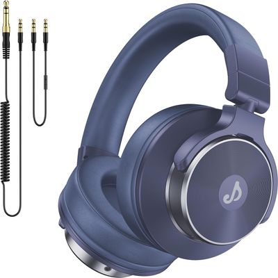 Rumoon Wired Over Ear Headphones, Studio Monitor & Mixing DJ Headphones with 50mm Neodymium Drivers and 1/4 to 3.5mm Jack for Guitar Podcast AMP Piano Keyboard (Dark Blue)