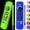 (2 Pack) ONEBOM Silicone TV Remote Cover, (6.2 Inch*1.5 Inch) Anti Slip Silicone Protective Case with Same Color LanyardGlow Green&Deep Blue view 1
