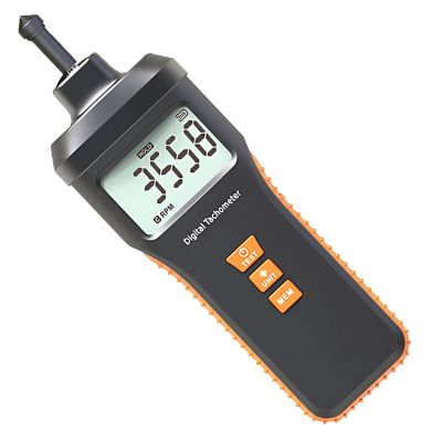 Digital Contact Tachometer With 4 Probes, Accurate Rpm Meter With Backlit Lcd, Auto Ranging, Ip43 Splash-Proof, Range 1.0~19999 Rpm