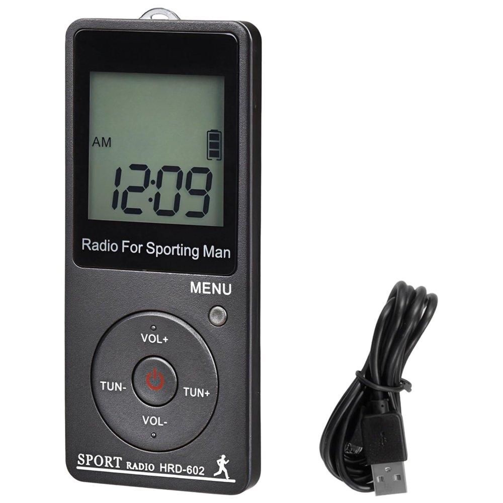 Small Portable Am Fm Rechargeable Radio, With Lcd Display Digital Fm Stereo Receiver, Includes Earphones Usb Cable Lanyard, Pocket Sized For Sports Meetings