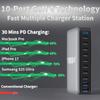 1000W USB C Fast Charger Block, 10 Ports GaN IV Pro USB Chagring Station, 140W PD QC HUB for Multiple Devices, Laptop Adapter Compatible with MacBook Pro/Air iPad iPhone Pro Max, Galaxy, Dell, HP view 4