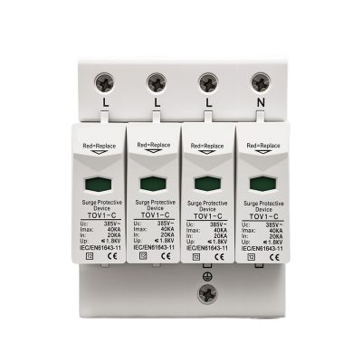 AC SPD 3P+N 20-40kA 275/385/420VAC House Surge Protector Protection Protective Low-Voltage Arrester Device Lightning(4P AC 420V)