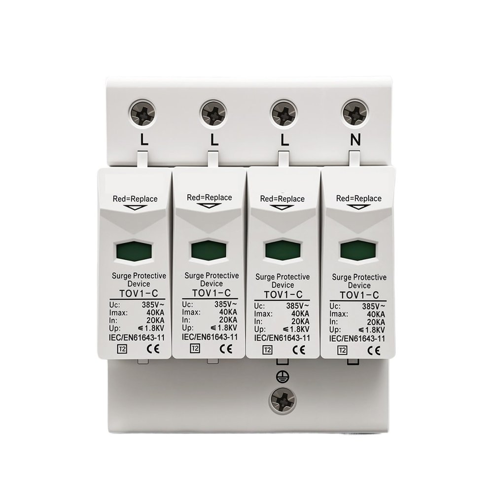 AC SPD 3P+N 20-40kA 275/385/420VAC House Surge Protector Protection Protective Low-Voltage Arrester Device Lightning(4P AC 420V)