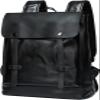 WERTKN Leather Laptop Backpack Waterproof Fits 14" Camping Overnight Weekend Business Casual Men Black view 1