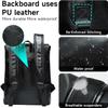 WERTKN Leather Laptop Backpack Waterproof Fits 14" Camping Overnight Weekend Business Casual Men Black view 3