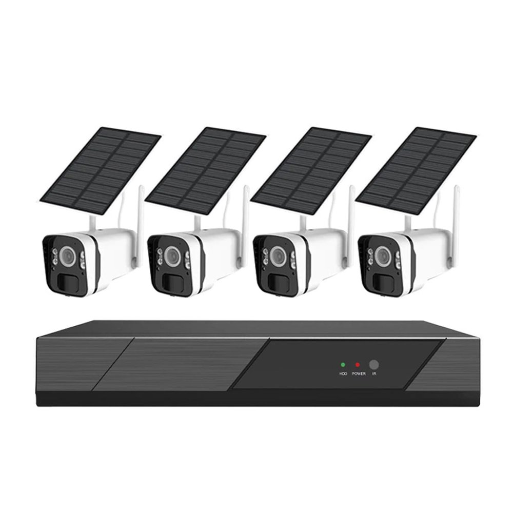 AKAVIG 4CH 4MP Wireless WiFi Security Camera System with 4 Solar Power Cameras, Home CCTV Surveillance NVR Kit with Two Way Audio, Color Night Vision, for Indoor and Outdoor