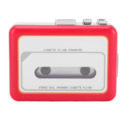 Luocute Cassette Tape Player, Portable USB Cassette to MP3 Digital Converter with Built in Speaker and 3.5mm Headphone Jack for Smartphone MP3 Player Car Audio (Red)