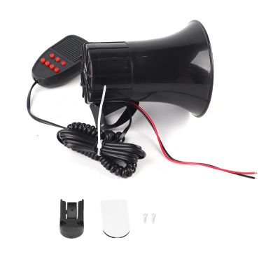 12V 50W 115db Car Horn with PA Mic, 7 Sound Emergency Warning Alarm, Siren for Car Truck RV, Universal Vehicle Loudspeaker with Mounting Accessories, ABS Metal Construction