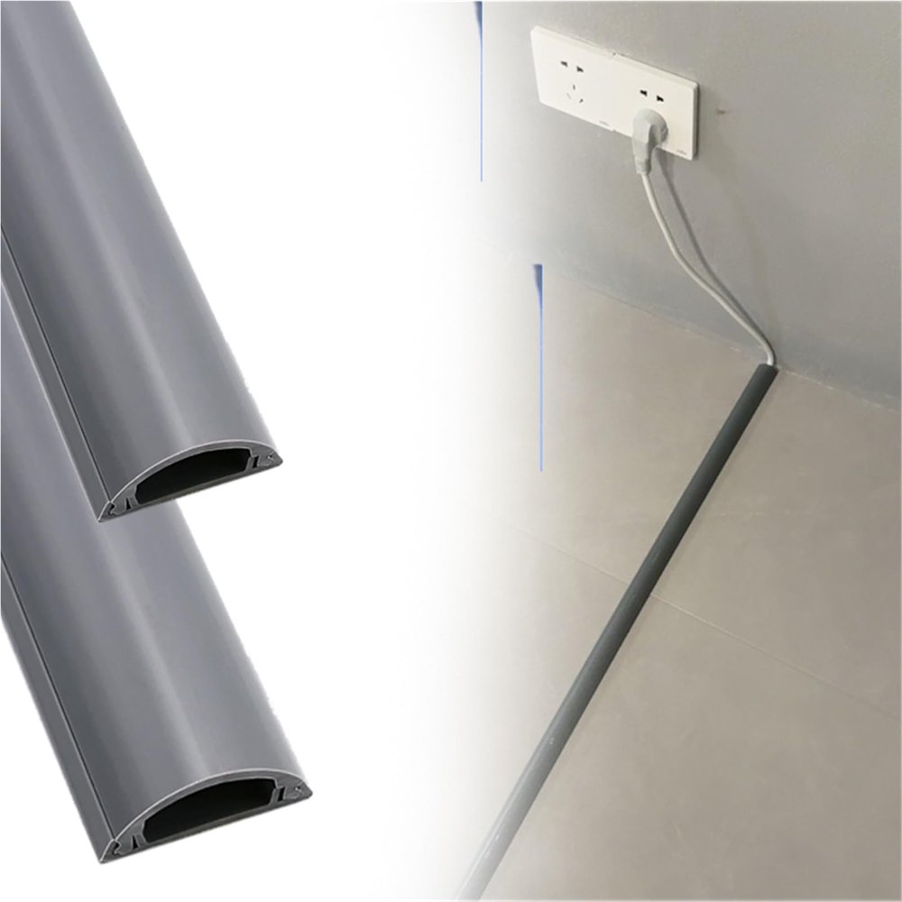 1 2 5 10 Pcs Grey Cable Management Channel, Paintable Power Cable Cover Cord Protector for Wall Mounted Tv Wires, PVC Wire Guard Surface Raceway Cord Cover(2 pcs,L x Outer Width 12in x 2in)