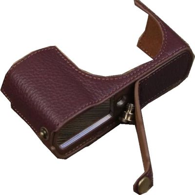 C-Lux Case, Genuine Leather Camera Case Bottom Opening Body Half Base Cover for Leica C-Lux with Hand Wrist Strap (Coffee)