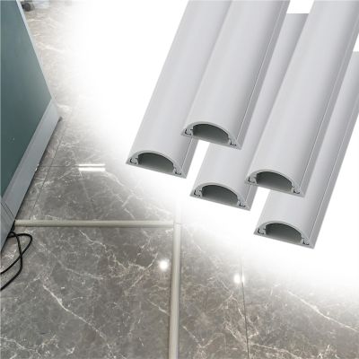 12 24 36 48 60 72 79 in Long PVC Cable Raceway, 1 2 5 10 Pcs White Cable Shield Cord Cover for Home Office Warehouse Schools, Half Round Wire Cover(5 pcs,L x Outer Width 48in x 2in)