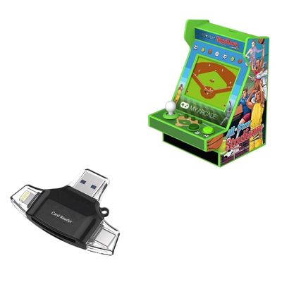 BoxWave Smart Gadget Compatible with My Arcade All-Star Stadium Nano Player Pro - AllReader SD Card Reader, microSD Card Reader SD Compact USB - Jet Black