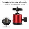 Tripod Ball Head Mount Aluminium Alloy, 360 Rotating Universal Camera Ball Head - Durable Construction, Multi - Angle Geared Adjustment, Ideal for Photographers (Red) view 2