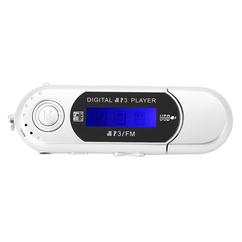 1PC USB 2.0 Digital MP3 Music Player Portable LCD Screen Support 32GB TF Card and FM Radio,Use 20 Hours,Silver