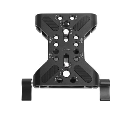 15mm Rail Camera Base Plate, Professional Double Hole Pipe Quick Release Plate, Aluminum Alloy Camera Mounting Baseplate with 1/4 and 3/8 Inch Screws, Lightweight Hollow Design