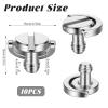 10 Pack 1/4" Tripod Camera Mount Screw, D-Ring Stainless Steel Camera Fixing Screws, Cameras Screw Adapter for Cameras Camcorder Tripod Monopod QR Quick Release Plate view 2