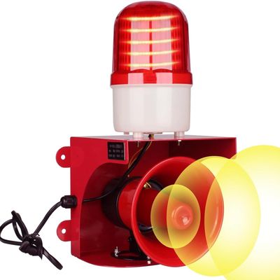Industrial Siren Alarm with Strobe Light, 120dB Loud Horn, Indoor/Outdoor Safety and Security Alarm for Home and Property Protection