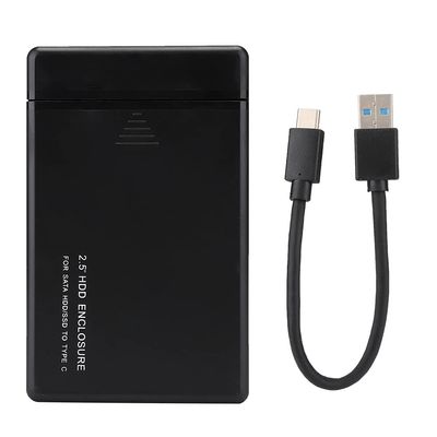 2.5 Inch USB3.1 Type C SATA Mobile Hard Disk Box, Portable HDD Enclosure, Scratch ABS Plastic Case with UASP Acceleration, Tool Installation for 2.5 Inch SATA HDD SS (Black)