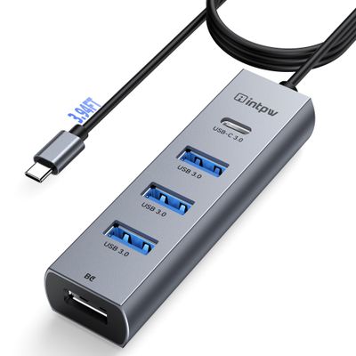 5-Port USB C Hub, intpw USB C to USB Adapter with 1 USB-C/3 USB-A 3.0 Data Ports, 5Gbps Aluminum Multiport USB-C Hub Adapter for Laptop, MacBook, iPad, PC(3.94FT)